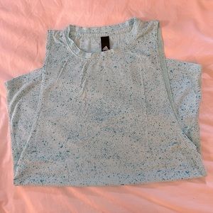 Adidas Work Out Tank, Size Medium, Blue Speckled Pattern, Large sleeve opening